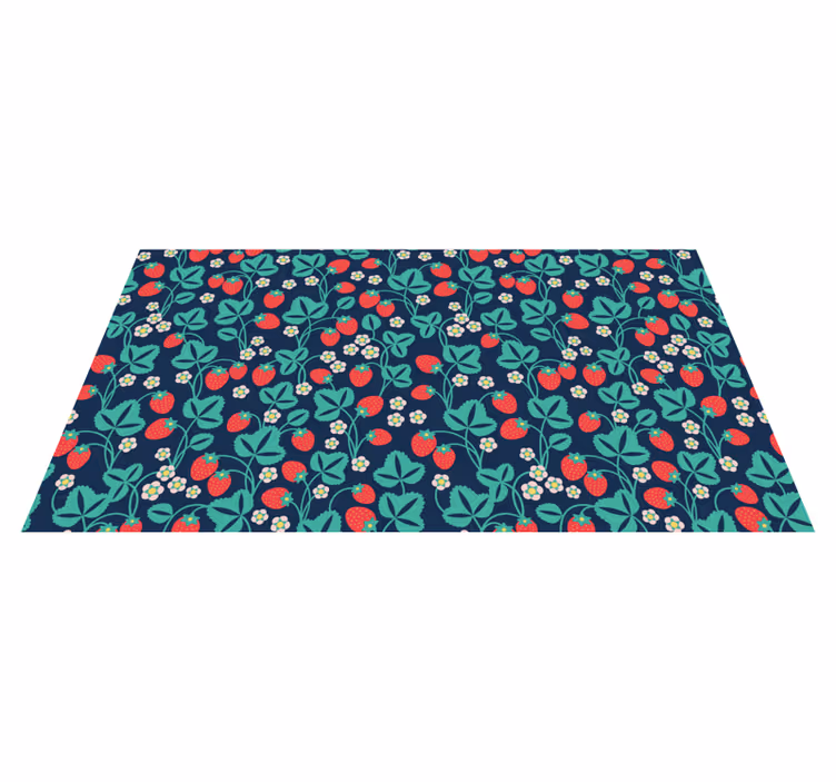 Alfombra vinílica flores inspiración floral de fresa - TenVinilo