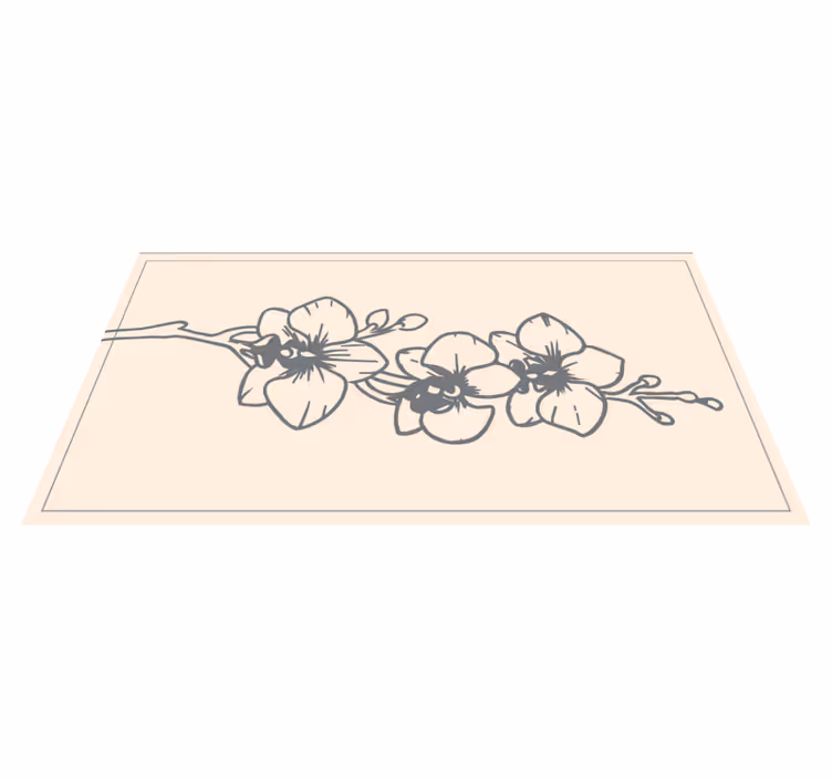 Alfombra vinílica flores Orquídeas naturaleza arte lineal - TenVinilo
