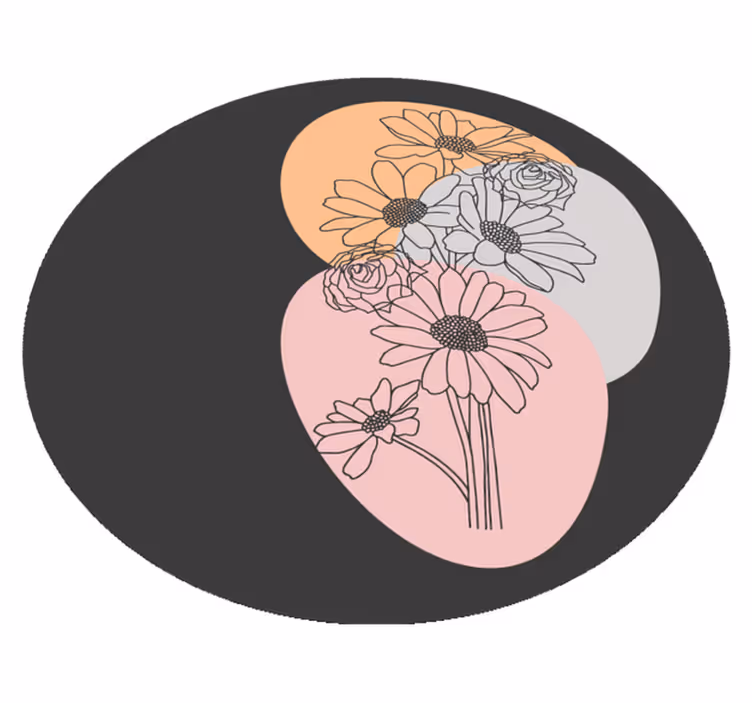 Alfombra vinílica flores Ramo de girasoles y rosas line art - TenVinilo