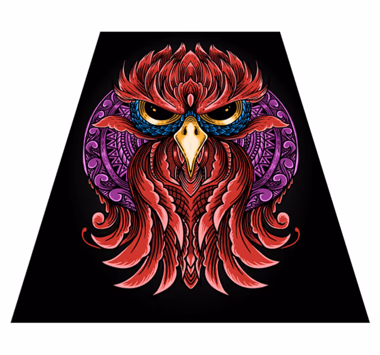 Alfombra vinílica dormitorio Búho mandala rojo - TenVinilo