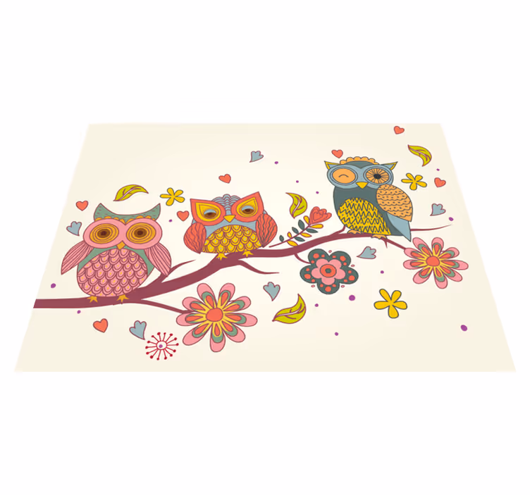 Alfombra vinílica dormitorio Búho mandala con muchos colores - TenVinilo