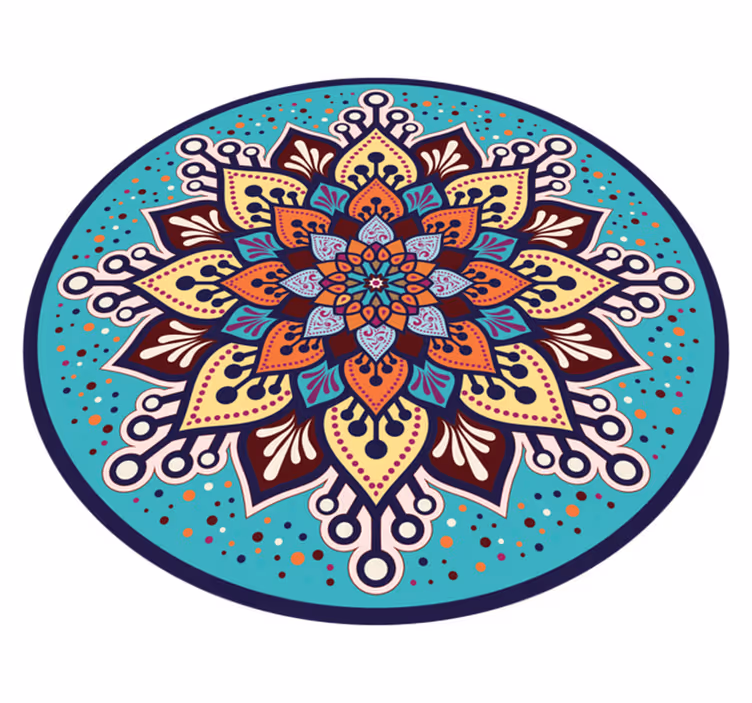 Alfombra vinílica mandala arte colorido en círculo - TenVinilo