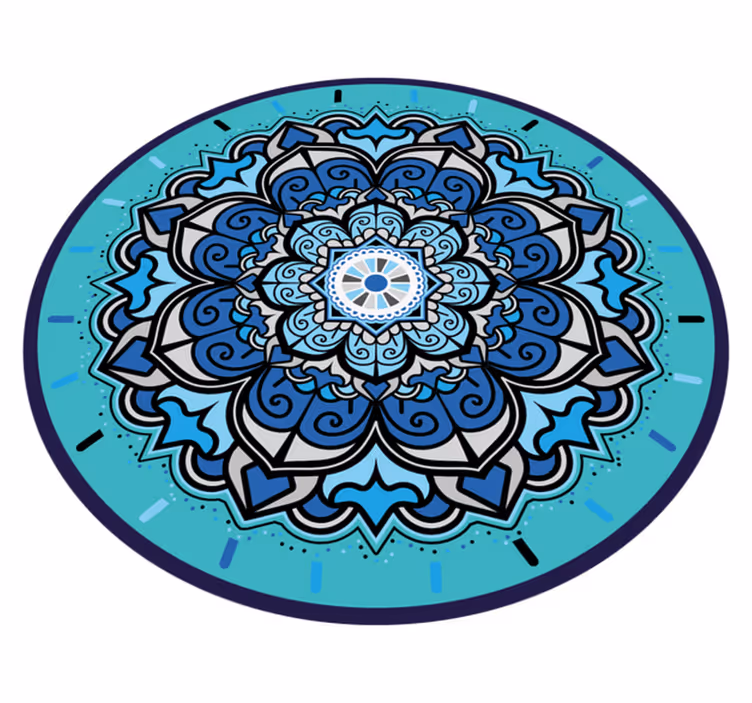 Alfombra vinílica redonda intrincado mandala azul - TenVinilo