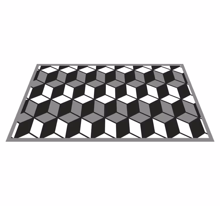 Alfombra de vinilo geométrica Formas geométricas en blanco y negr - TenVinilo