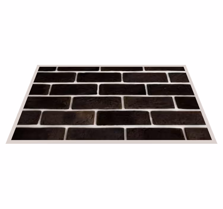Alfombra vinílica imitación piedra patrón de ladrillo negro - TenVinilo