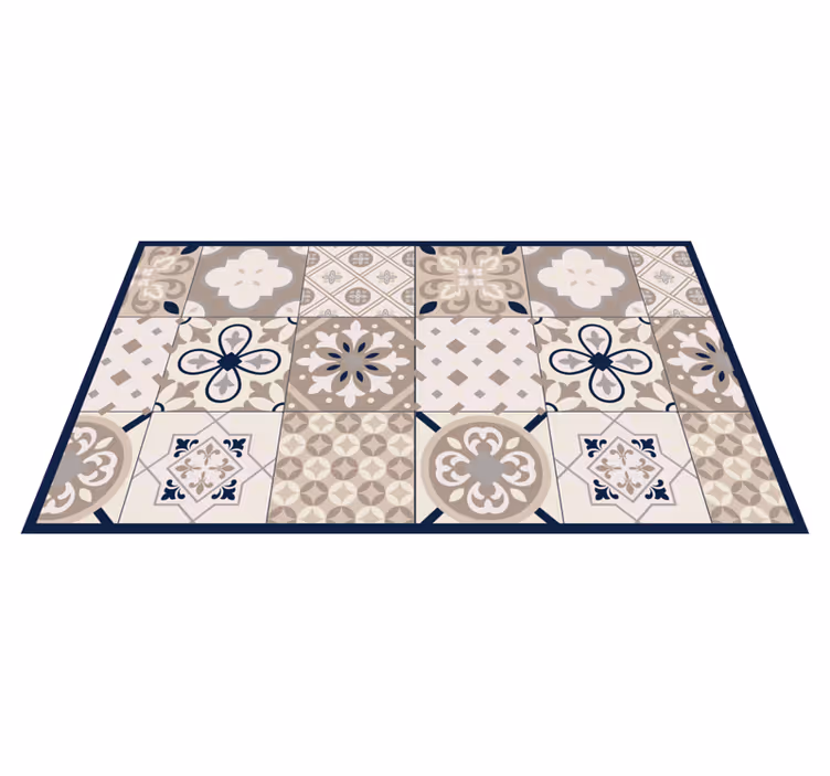 Alfombra vinílica hidráulica Mosaico beige con aspecto antiguo - TenVinilo
