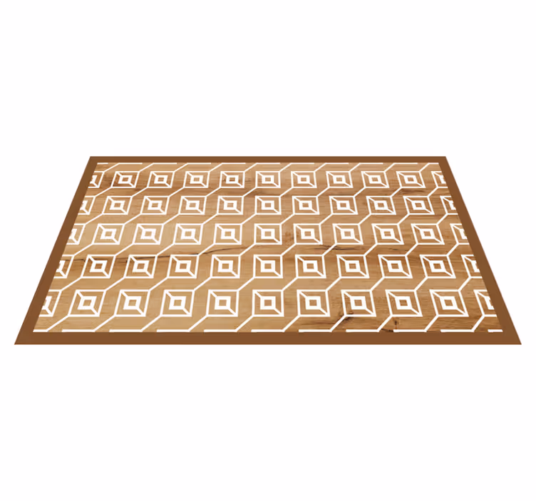 Alfombra vinílica imitación madera motivos geométricos - TenVinilo
