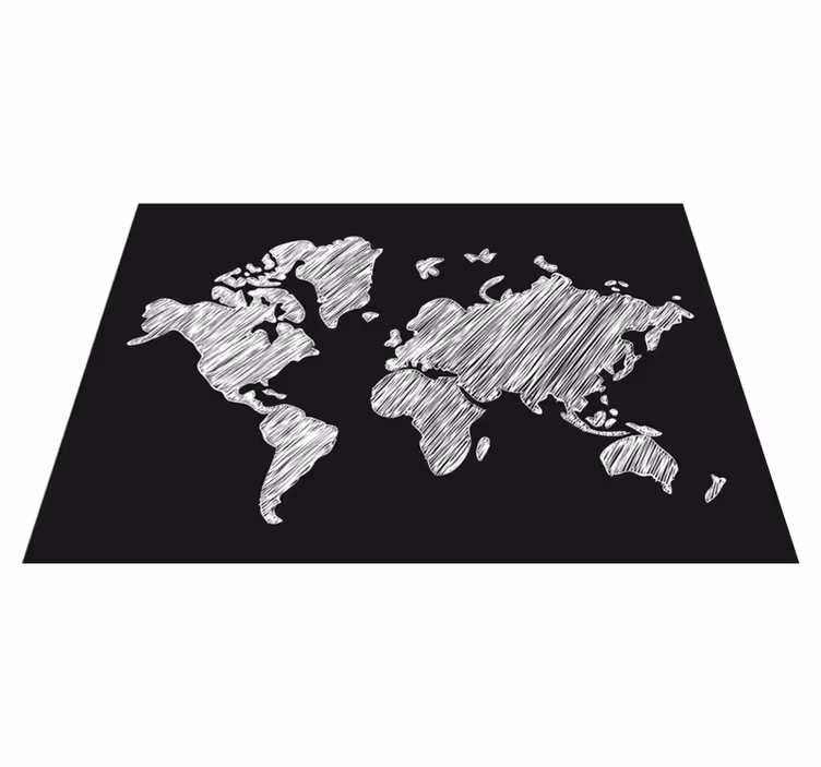 Alfombra de vinilo mapamundi Dibujo de tiza de colores sobre un f - TenVinilo