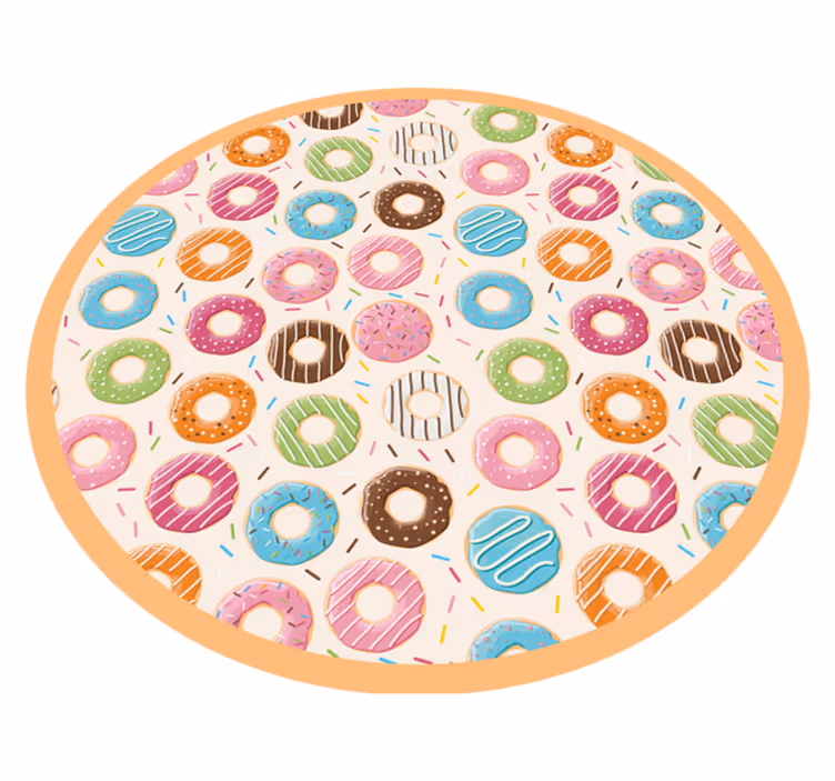 Alfombra vinílica dormitorio Diseño de patrón de donas de colores - TenVinilo