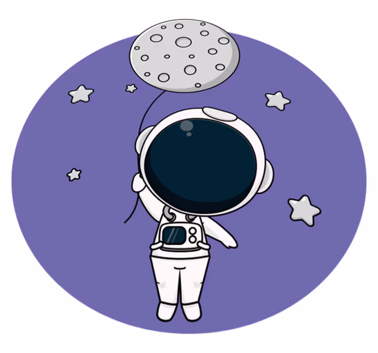 Alfombra vinílica infantil Lindo astronauta y globo lunar - TenVinilo