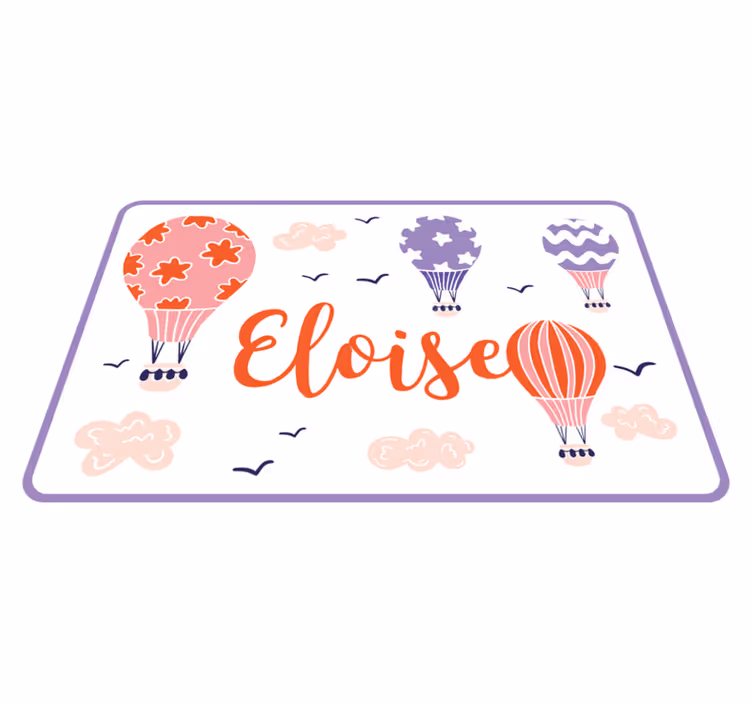 Alfombra vinílica personalizable Globos rosados y morados con nub - TenVinilo