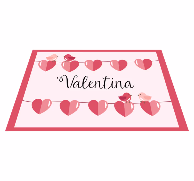 Alfombra vinílica personalizable Tendedero con pájaros y corazone - TenVinilo