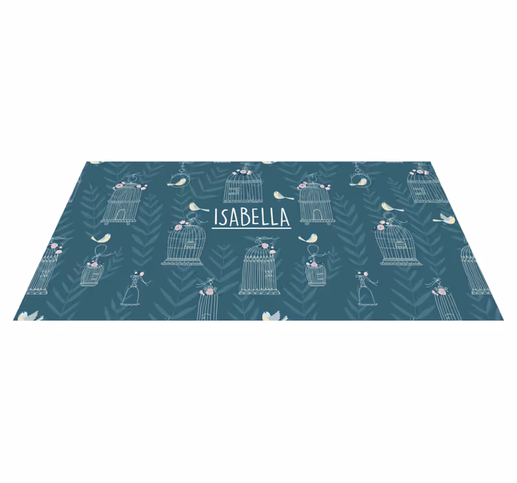Alfombra vinílica personalizable patrón floral de jaula - TenVinilo