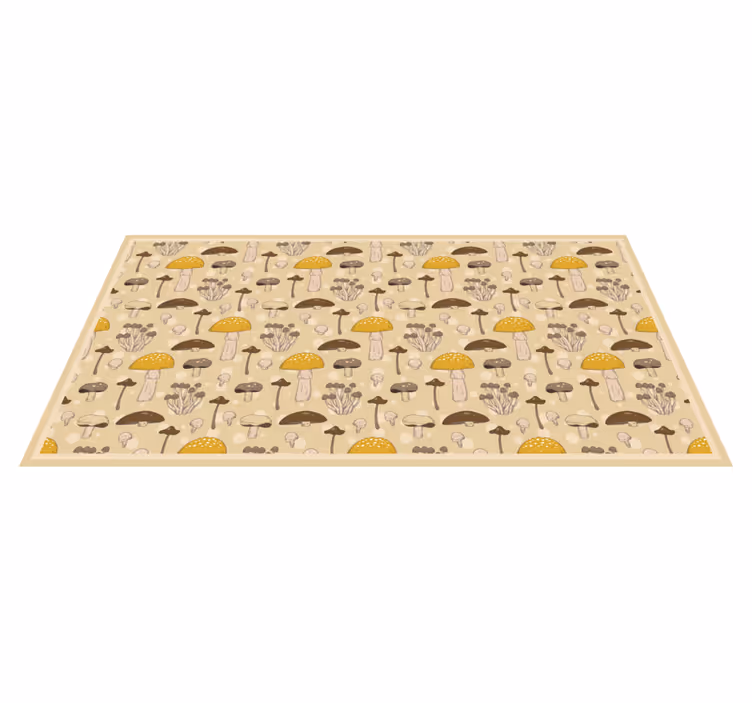 Alfombra vinílica cocina patrón de bosque de hongos - TenVinilo