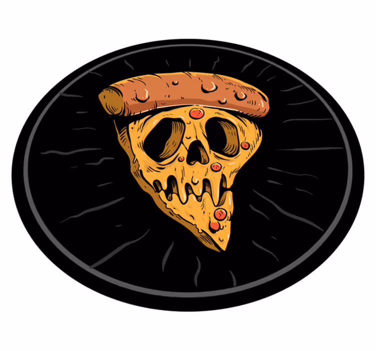 Alfombras vinílicas modernas Pizza calavera estilo graffiti - TenVinilo