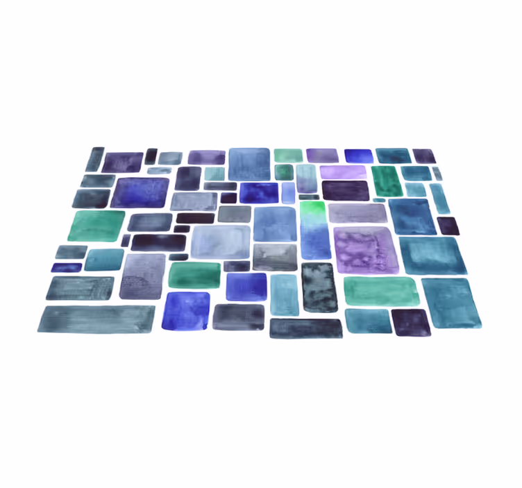 Alfombra vinílica imitación patrón bloques azul - TenVinilo