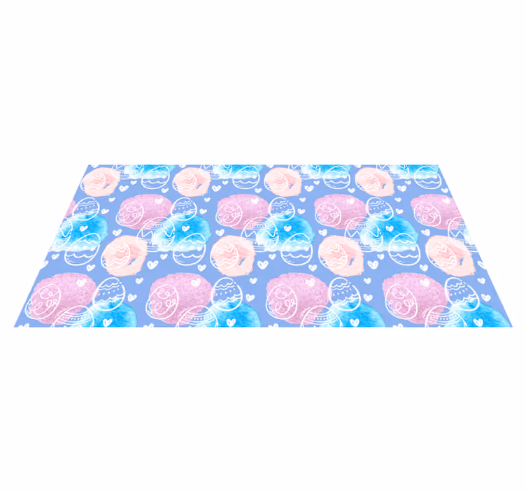 Alfombra vinílica infantil Huevos de pascua de acuarela rosa y az - TenVinilo