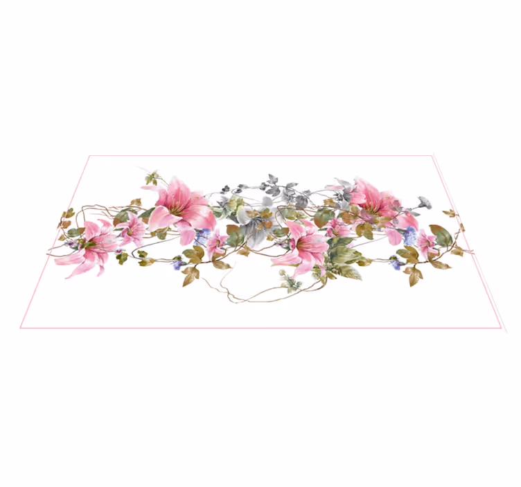 Alfombra vinílica naturaleza patrón de vid floral - TenVinilo