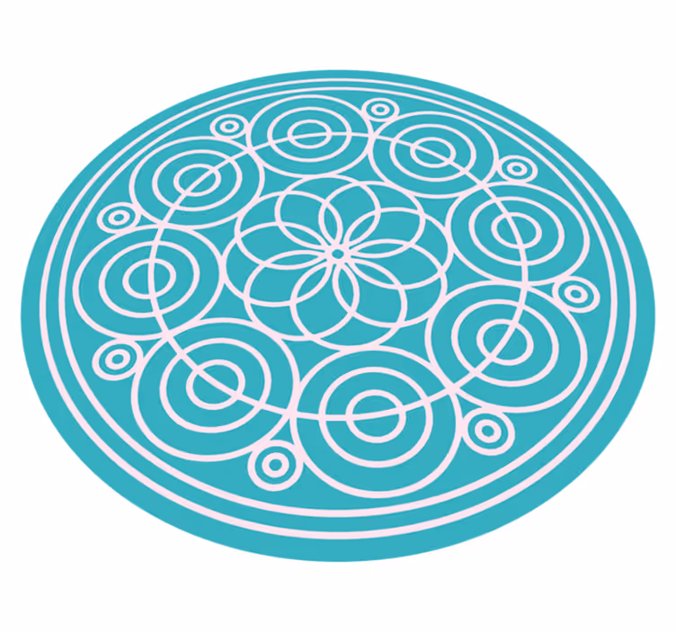 Alfombra vinílica mandala patrón circular turquesa - TenVinilo
