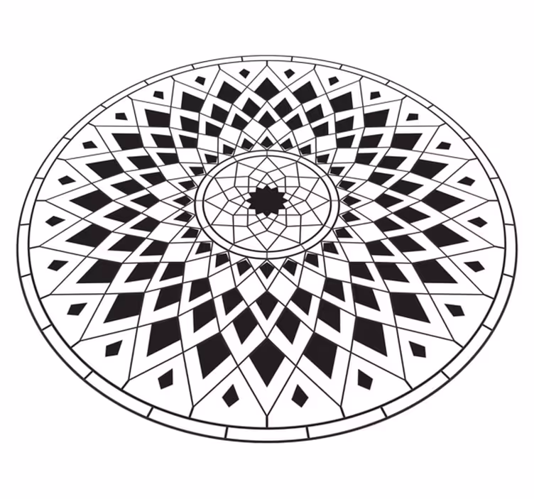 Alfombra vinílica mandala motivo negro complejo - TenVinilo