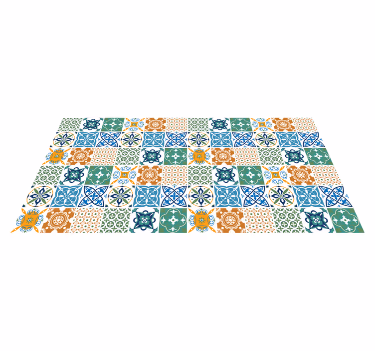Alfombra vinilo cocina azulejos coloridos porcelana - TenVinilo