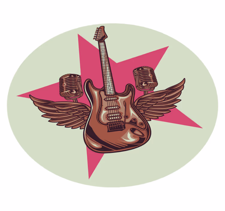 Alfombra vinílica dormitorio Ilustración de guitarra y micrófonos - TenVinilo