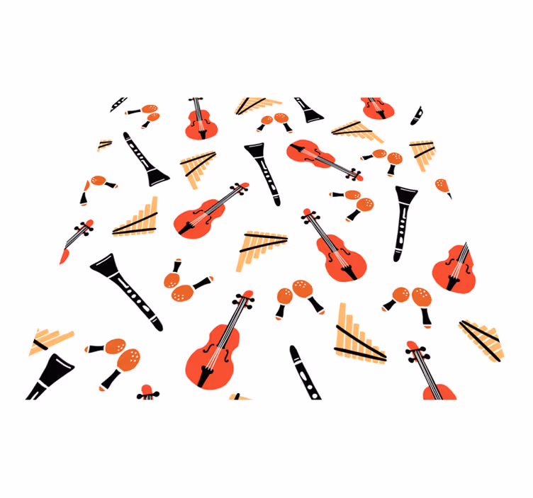 Alfombra vinílica infantil motivos de instrumentos musicales - TenVinilo