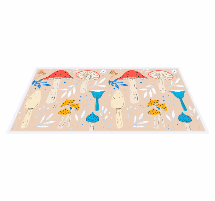 Alfombra vinílica flores Setas clásicas fondo beige - TenVinilo