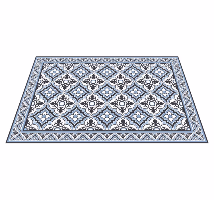 Alfombra vinílica imitación mármol patrón geométrico floral - TenVinilo