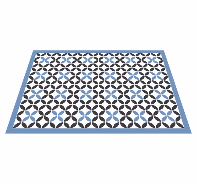 Alfombra vinílica geométrica patrón circular azul - TenVinilo