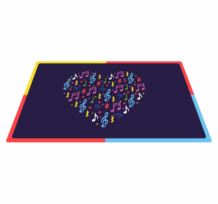 Alfombra vinílica infantil corazón musical colorido - TenVinilo