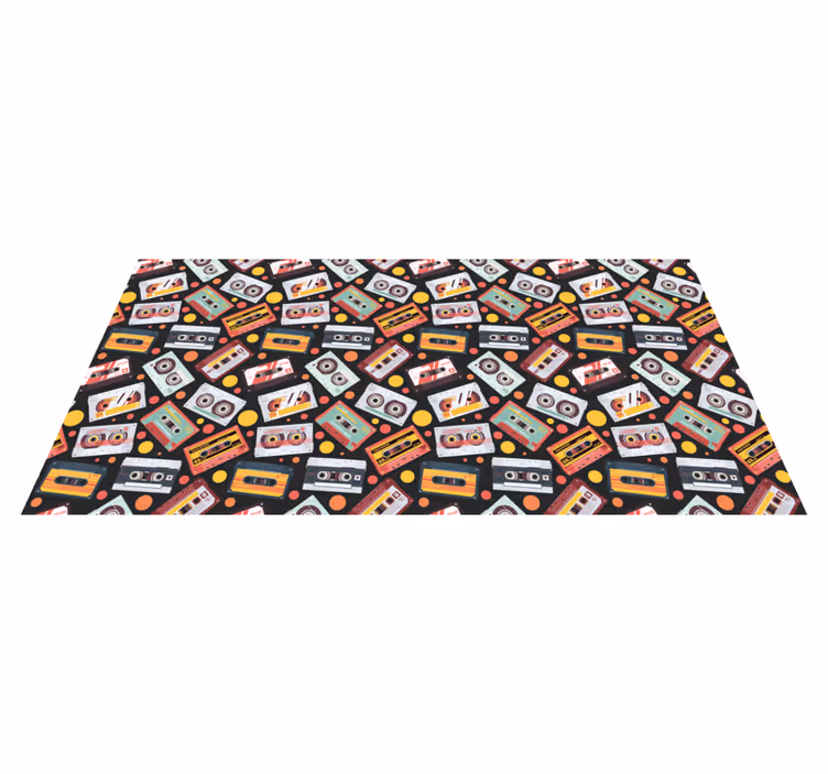 Alfombra vinilo rectangular Casete de dibujos animados vintage - TenVinilo