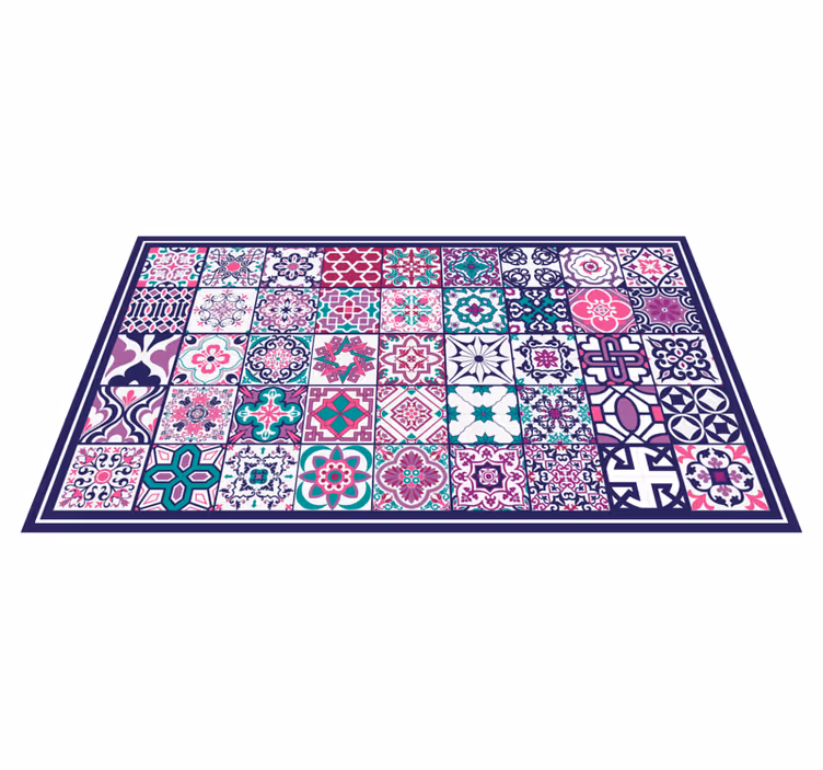 Alfombra vinílica hidráulica patrones de azulejos coloridos - TenVinilo