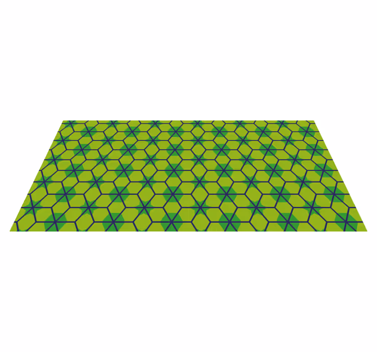 Alfombra vinílica geométrica patrón hexagonal verde - TenVinilo