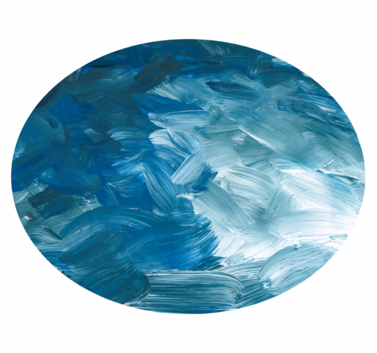 Alfombra vinilo redonda Trazo de pincel abstracto azul - TenVinilo