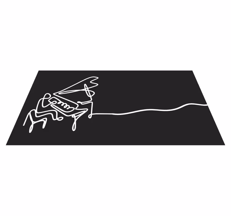 Alfombra vinílica moderna arte lineal de piano - TenVinilo
