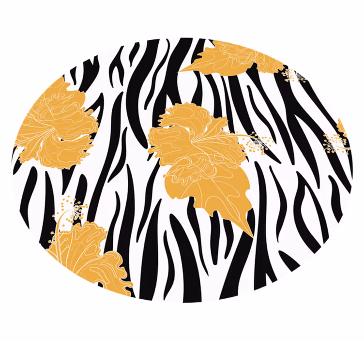 Alfombra vinílica animal print motivo floral de cebra - TenVinilo