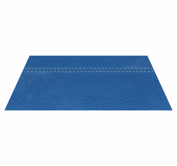 Alfombra vinílica imitación con costura azul cuero - TenVinilo