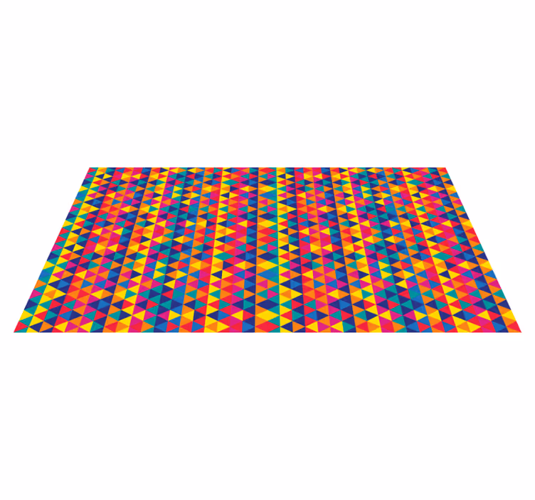 Alfombra vinílica geométrica patrón de triángulos coloridos - TenVinilo