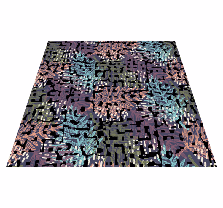 Alfombra vinílica naturaleza patrón colorido de hojas - TenVinilo