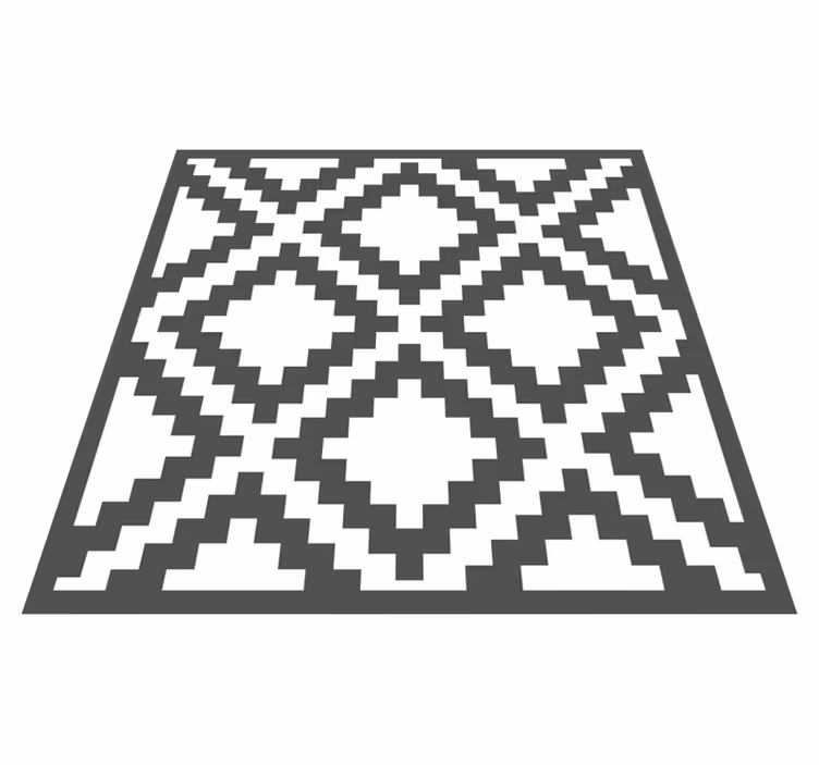 Alfombra vinílica geométrica patrón diamante negro - TenVinilo