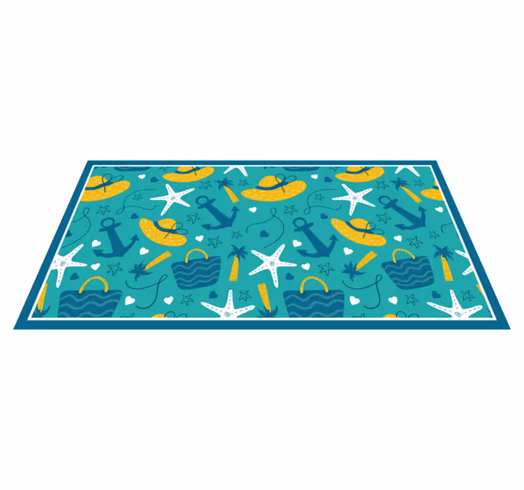 Alfombras vinílicas modernas Patrón de verano azul colorido - TenVinilo