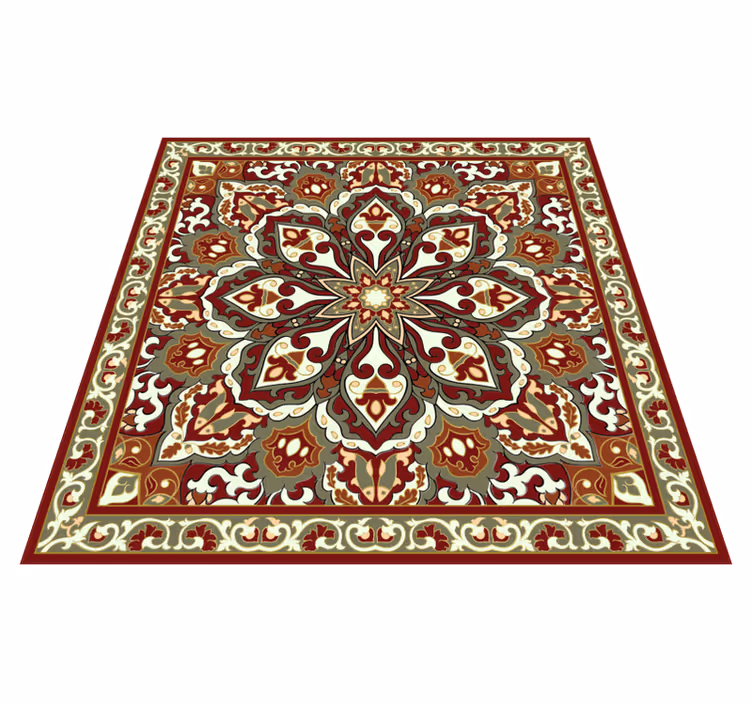 Alfombra vinílica textura Diseño étnico floral artesanal - TenVinilo