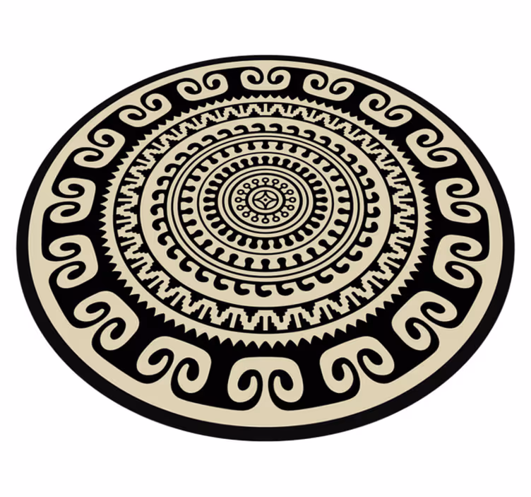 Alfombra vinílica mandala patrón circular clásico - TenVinilo