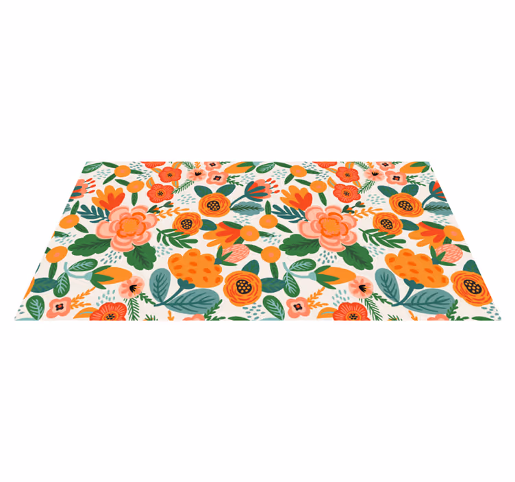 Alfombra vinílica flores jardín floral - TenVinilo