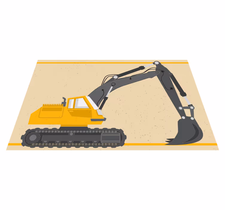 Alfombra vinílica infantil ilustración de excavadora - TenVinilo