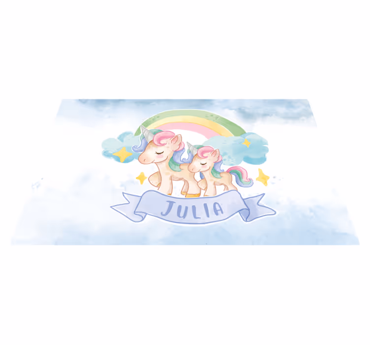 Alfombra vinílica infantil ilustración familia unicornio - TenVinilo