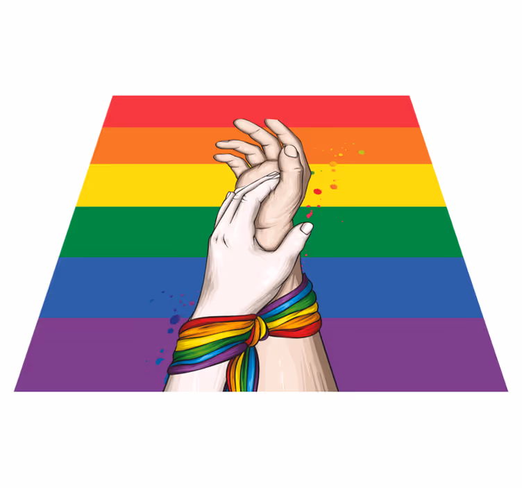 Alfombra vinílica evento unidad manos arcoiris - TenVinilo