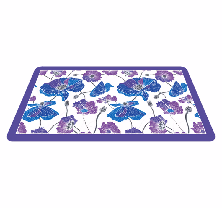 Alfombra vinílica flores sueño botánico azul - TenVinilo