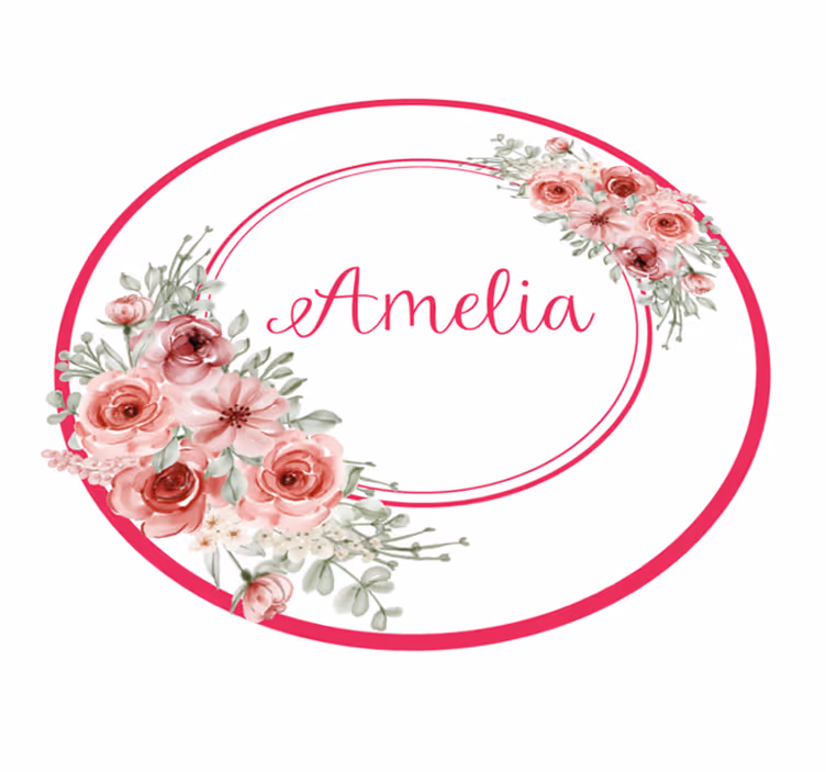 Alfombra vinílica dormitorio monograma floral con nombre - TenVinilo